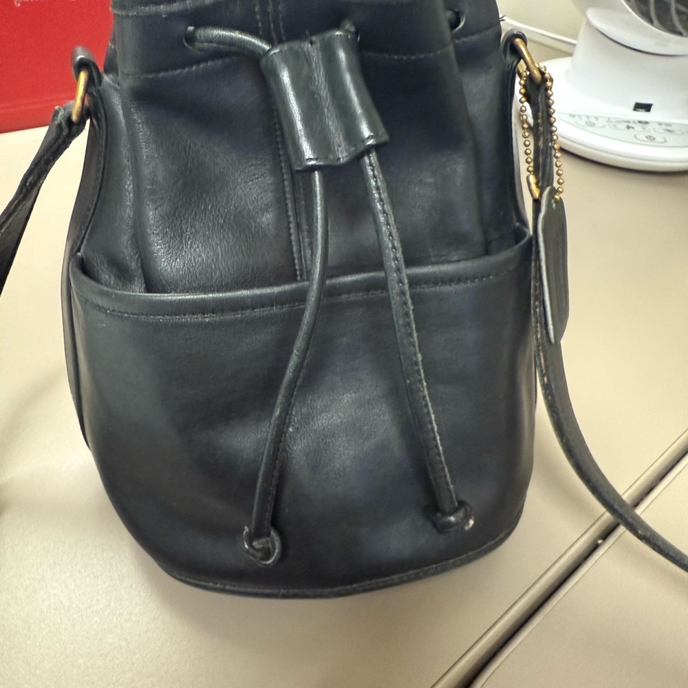 1990 vintage Coach Leather pocket Drawstring Bucket Bag 4020 Made in the USA - Picture 5 of 11
